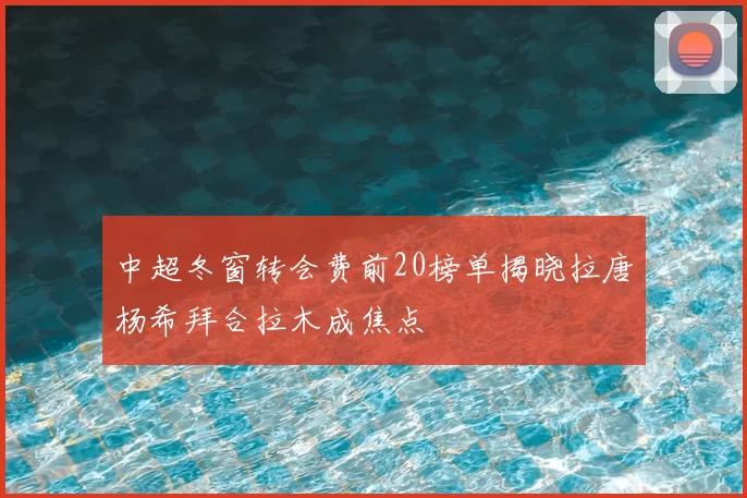 中超冬窗转会费前20榜单揭晓拉唐杨希拜合拉木成焦点