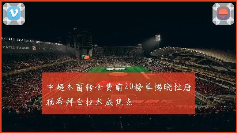 中超冬窗转会费前20榜单揭晓拉唐杨希拜合拉木成焦点