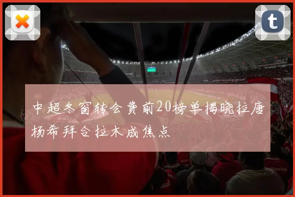 中超冬窗转会费前20榜单揭晓拉唐杨希拜合拉木成焦点