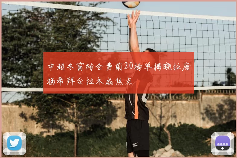 中超冬窗转会费前20榜单揭晓拉唐杨希拜合拉木成焦点