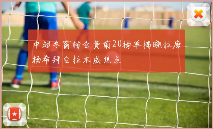 中超冬窗转会费前20榜单揭晓拉唐杨希拜合拉木成焦点